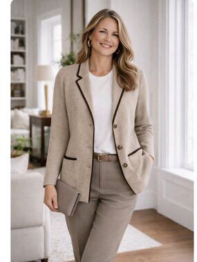 The J. Jill Wearever Collection Tan Button Knit Blazer Size XS